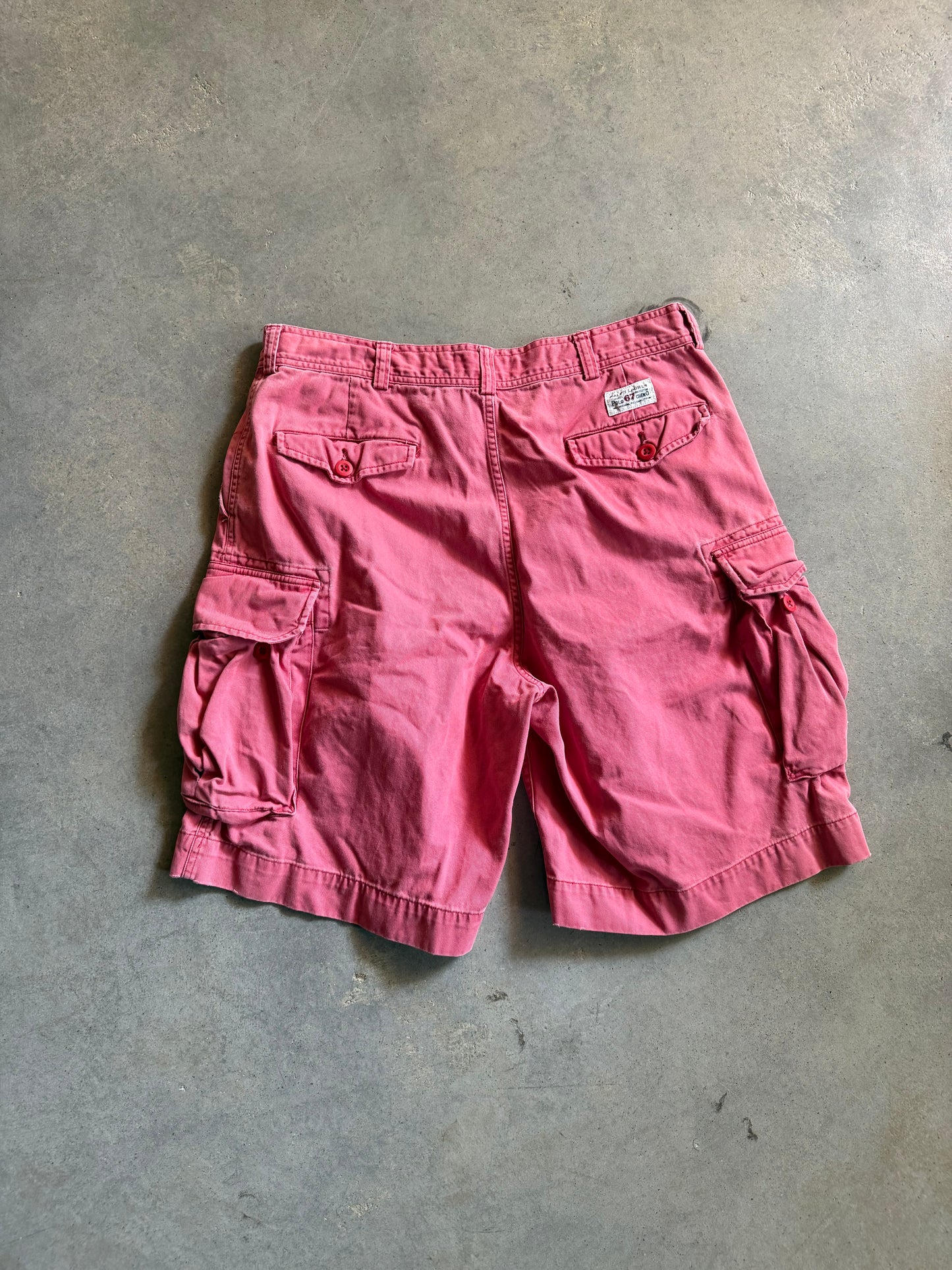VTG Polo Ralph Lauren Chino Pink Cargo Shorts Sz 36