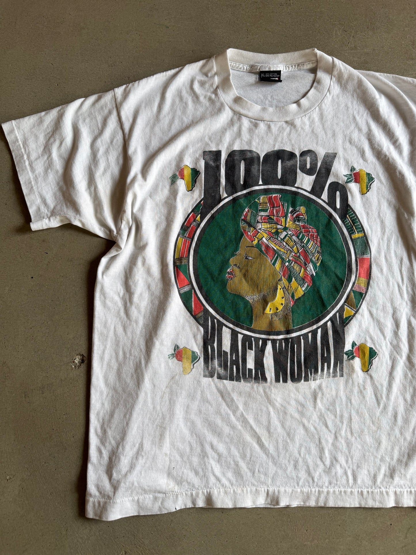 VTG 100% Black Woman Tee Sz XL
