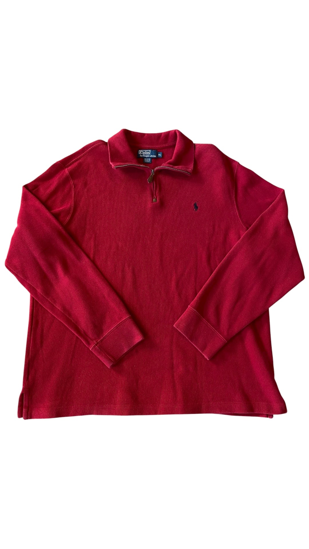 VTG Polo Ralph Lauren Quarter-Zip Burgundy Sweater Sz XL