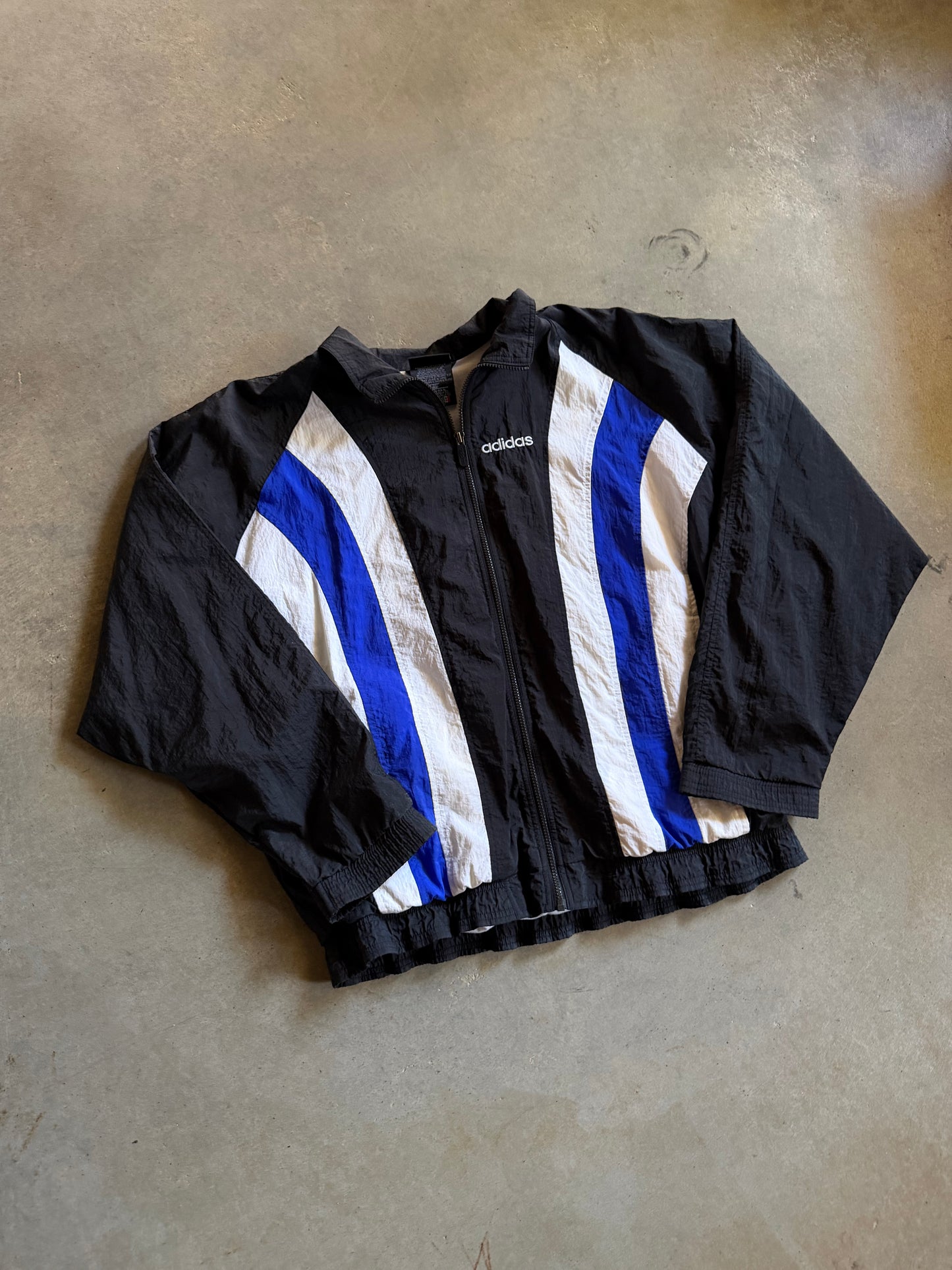 VTG Adidas Blue/White Windbreaker Jacket Sz XL