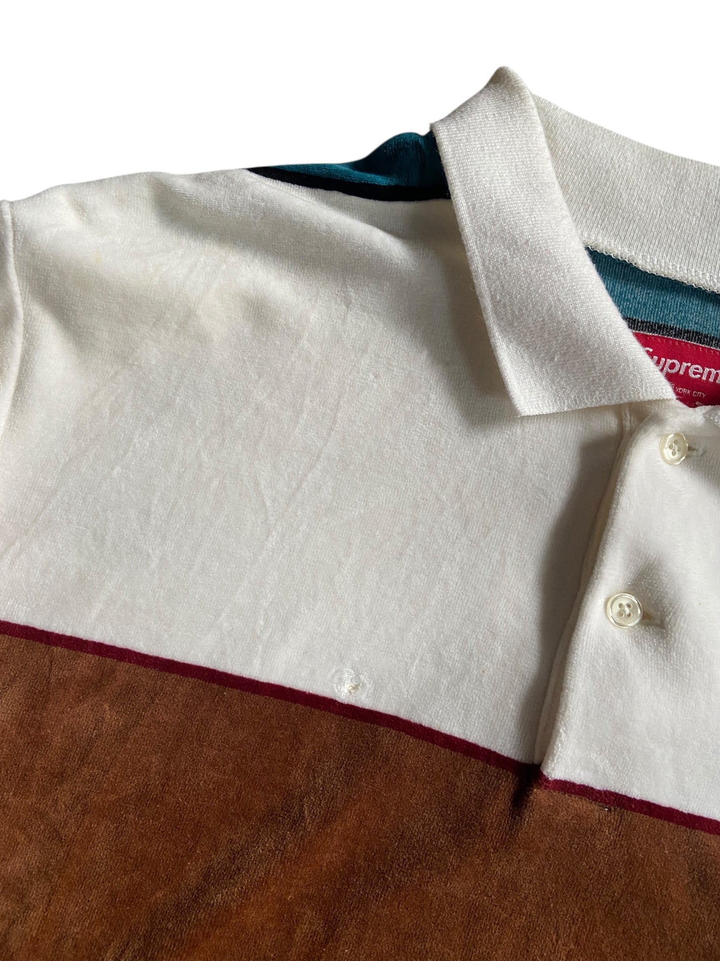 Supreme Velour Color Block L/S Polo Sz XL
