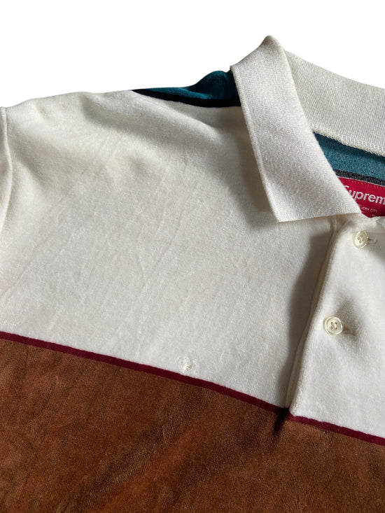 Supreme Velour Color Block L/S Polo Sz XL