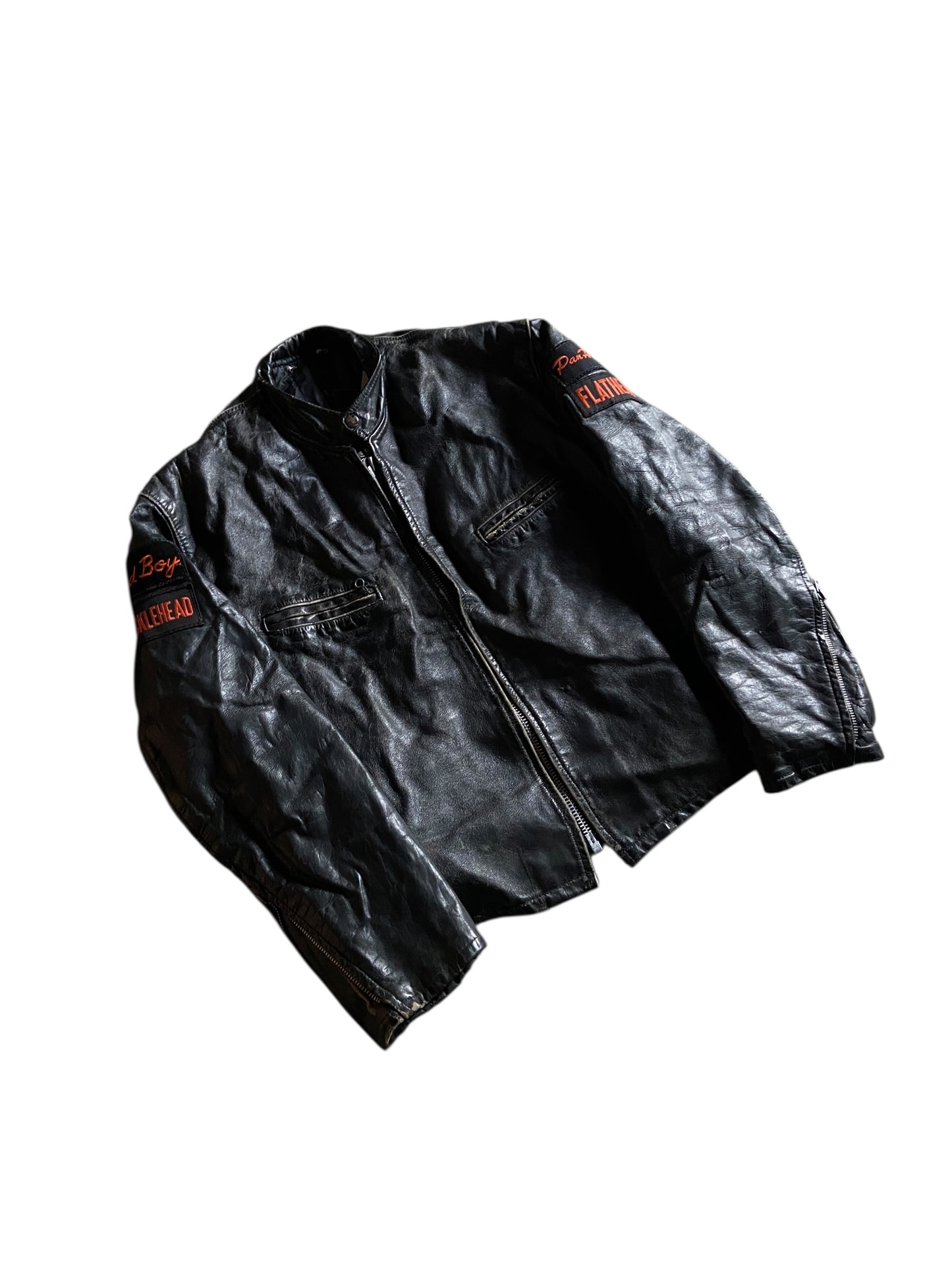 VTG Distressed Bad Boy Leather Motorcycle Jacket Sz L