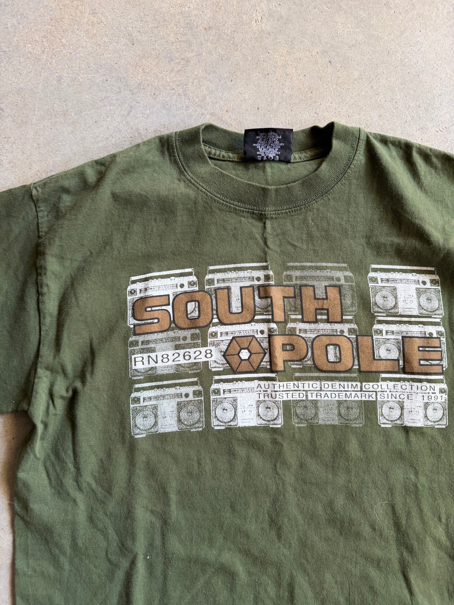 Y2K South Pole Olive Tee Sz L