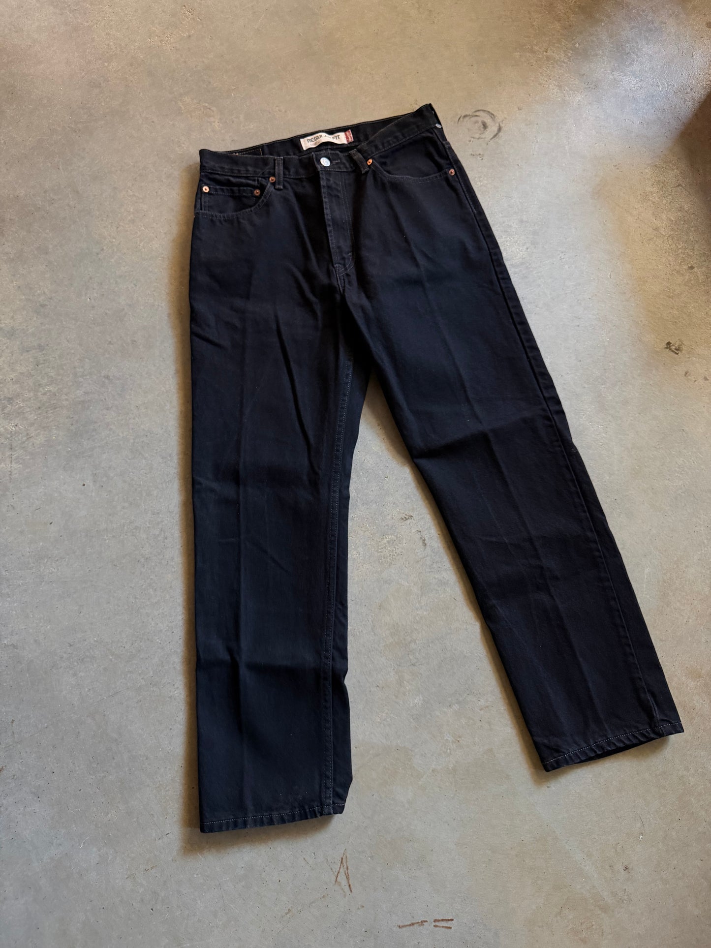 Levis 505 Black Denim Jeans Sz 34x30