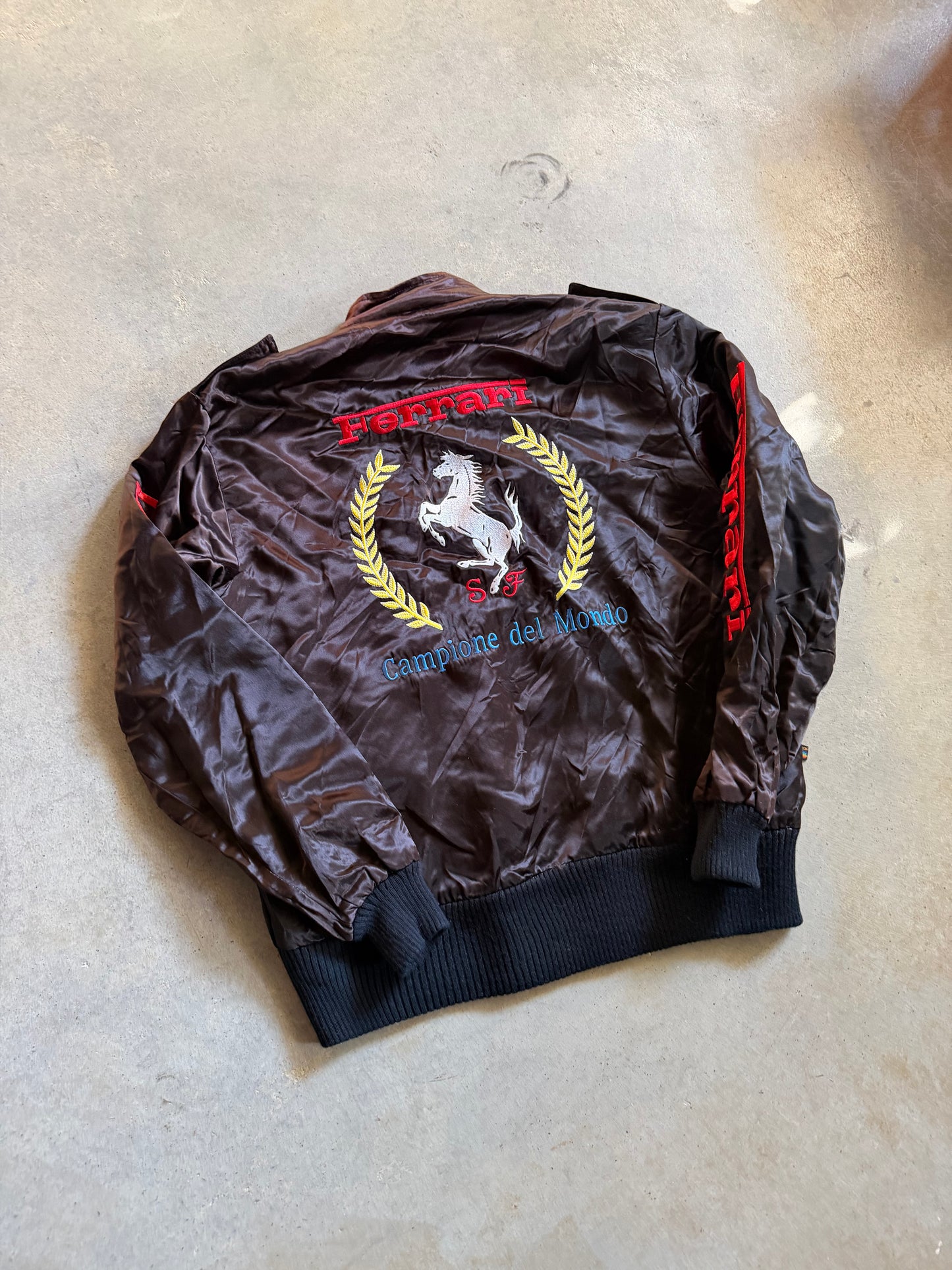 VTG Ferrari World Champion Satin Jacket Sz M