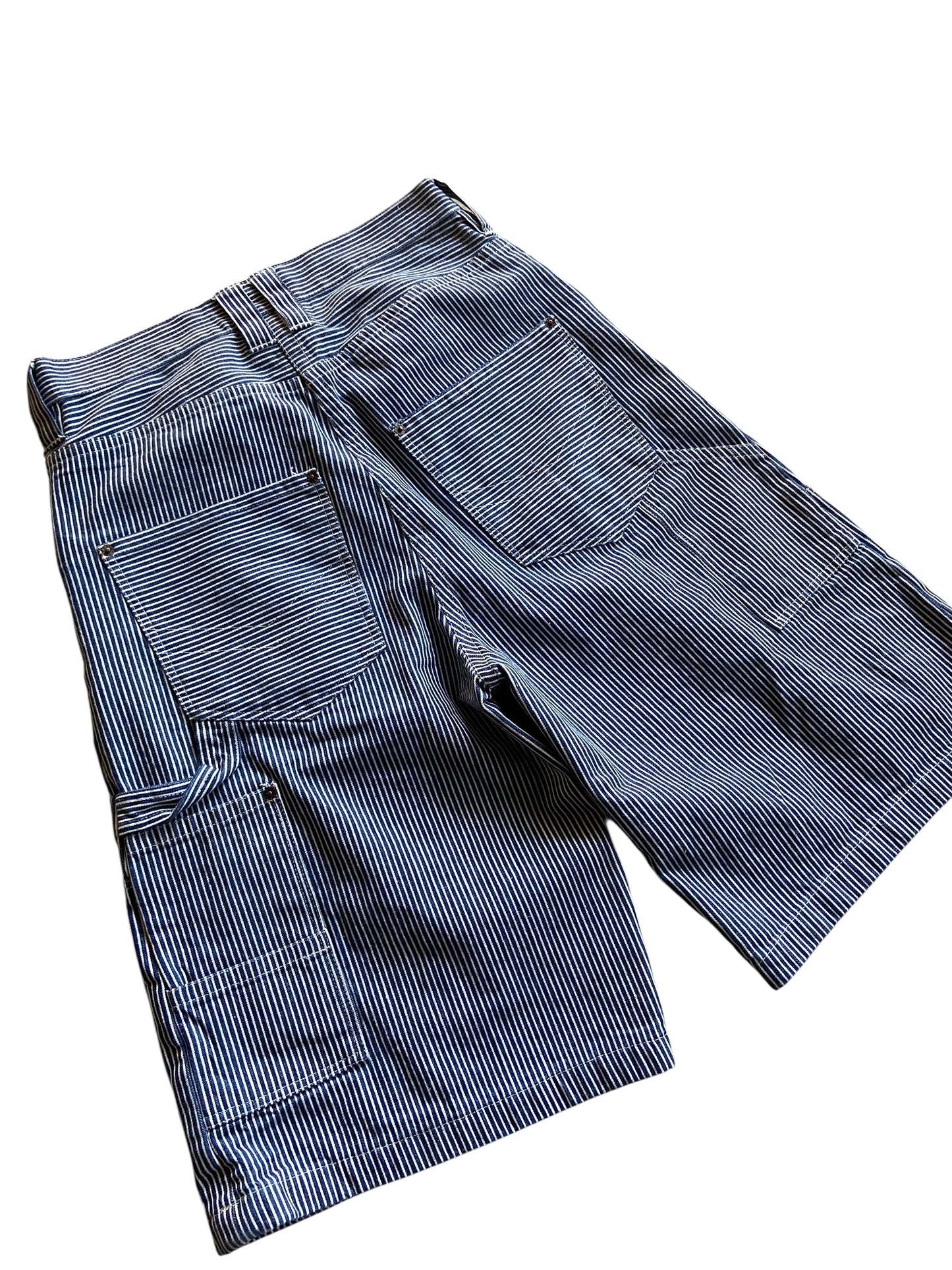 david turner HICKORY STRIPPED DOUBLE KNEE LONG SHORTS Sz 34