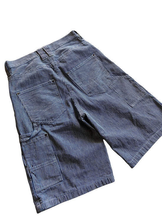 david turner HICKORY STRIPPED DOUBLE KNEE LONG SHORTS Sz 34