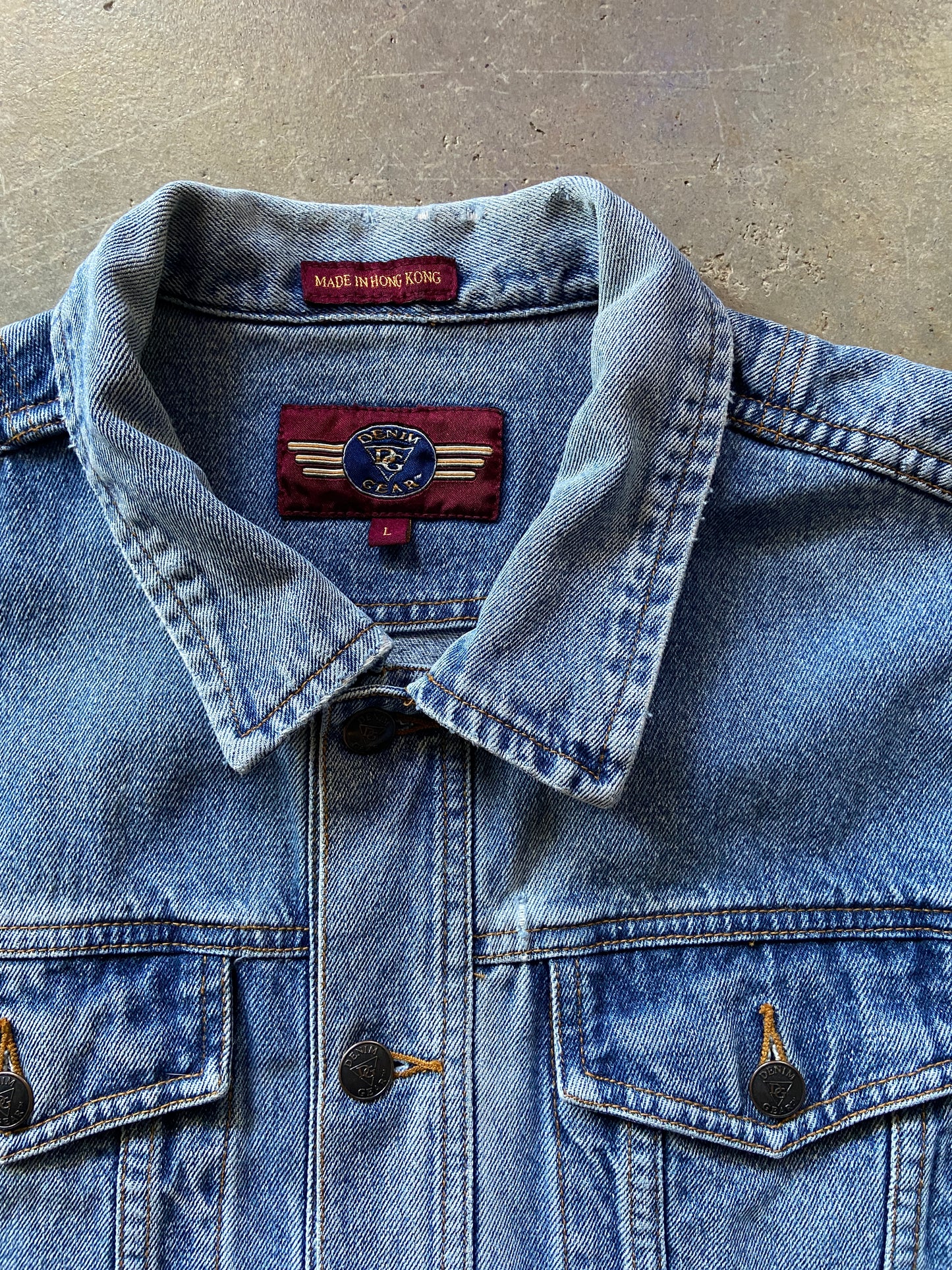 VTG Denim Gear Light Wash Denim Jacket Sz L