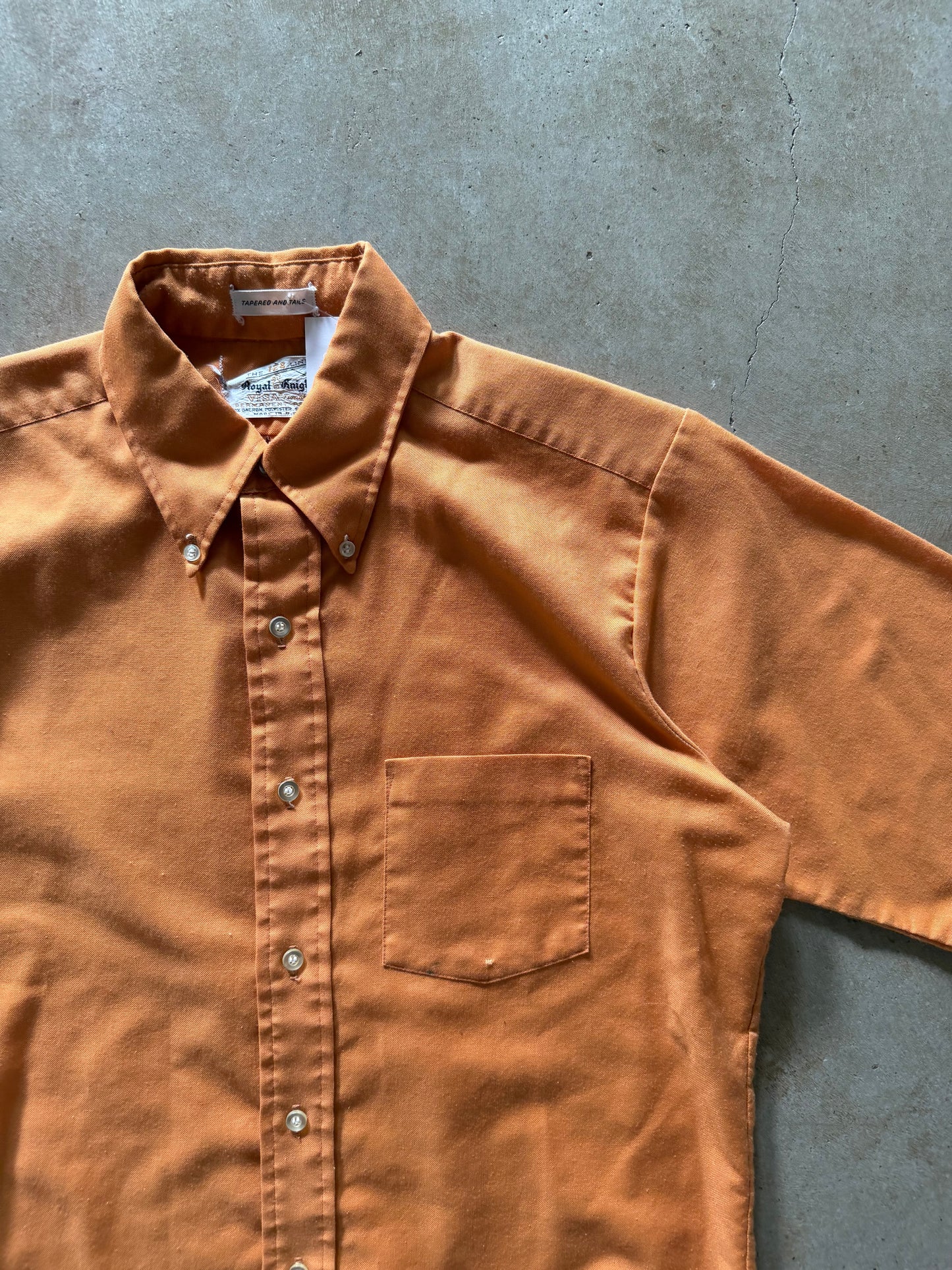 VTG Royal Knight Orange Button Up Shirt Sz M