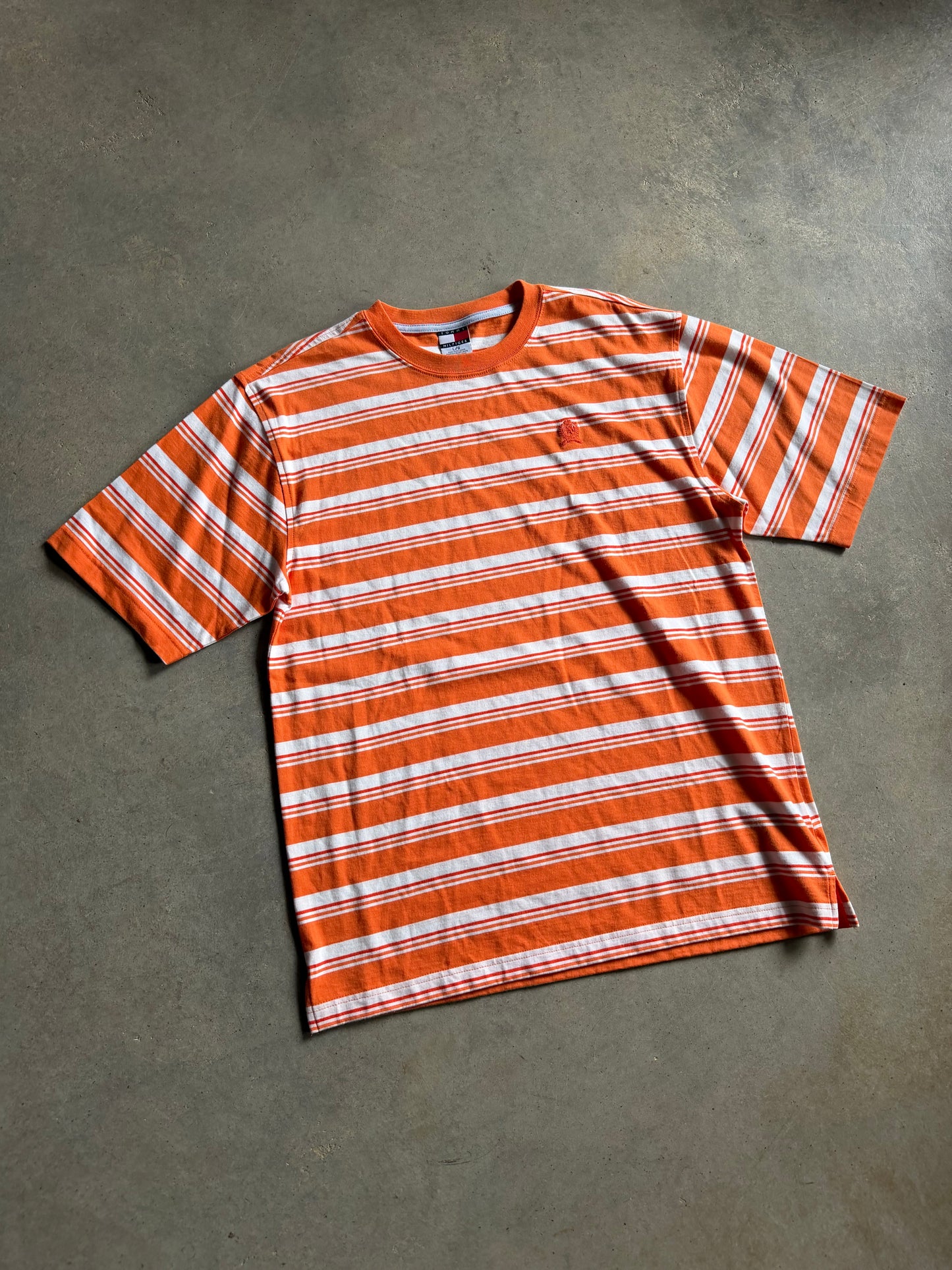 VTG Tommy Hilfiger Orange Stripe Tee Sz L