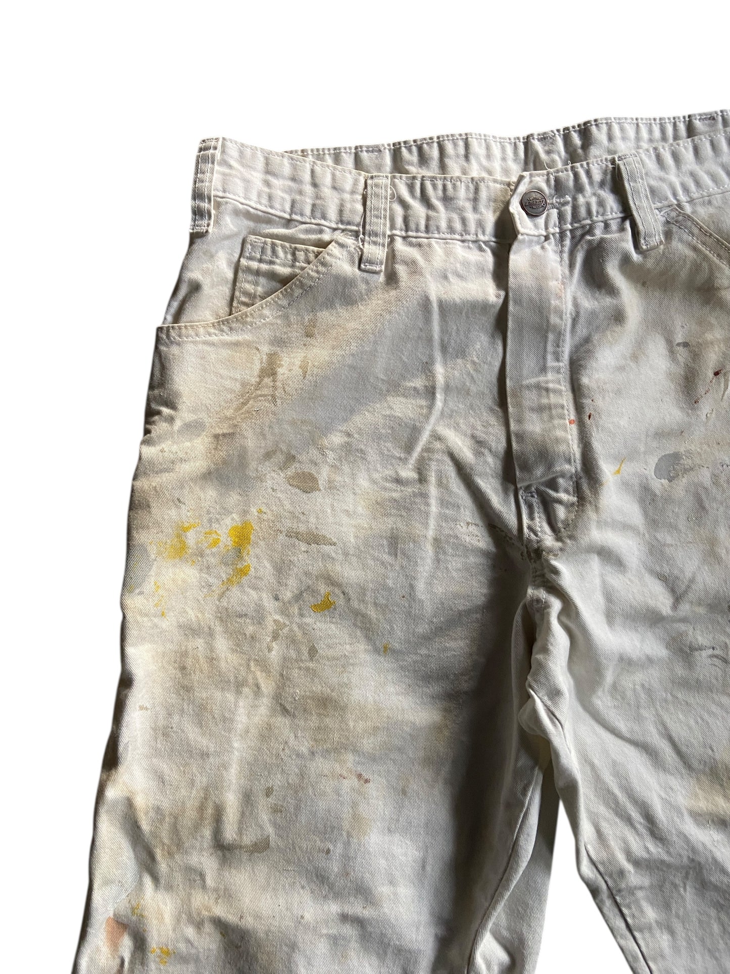 VTG Dickies Yellow/Gray Paint Splash Pants Sz 32x30
