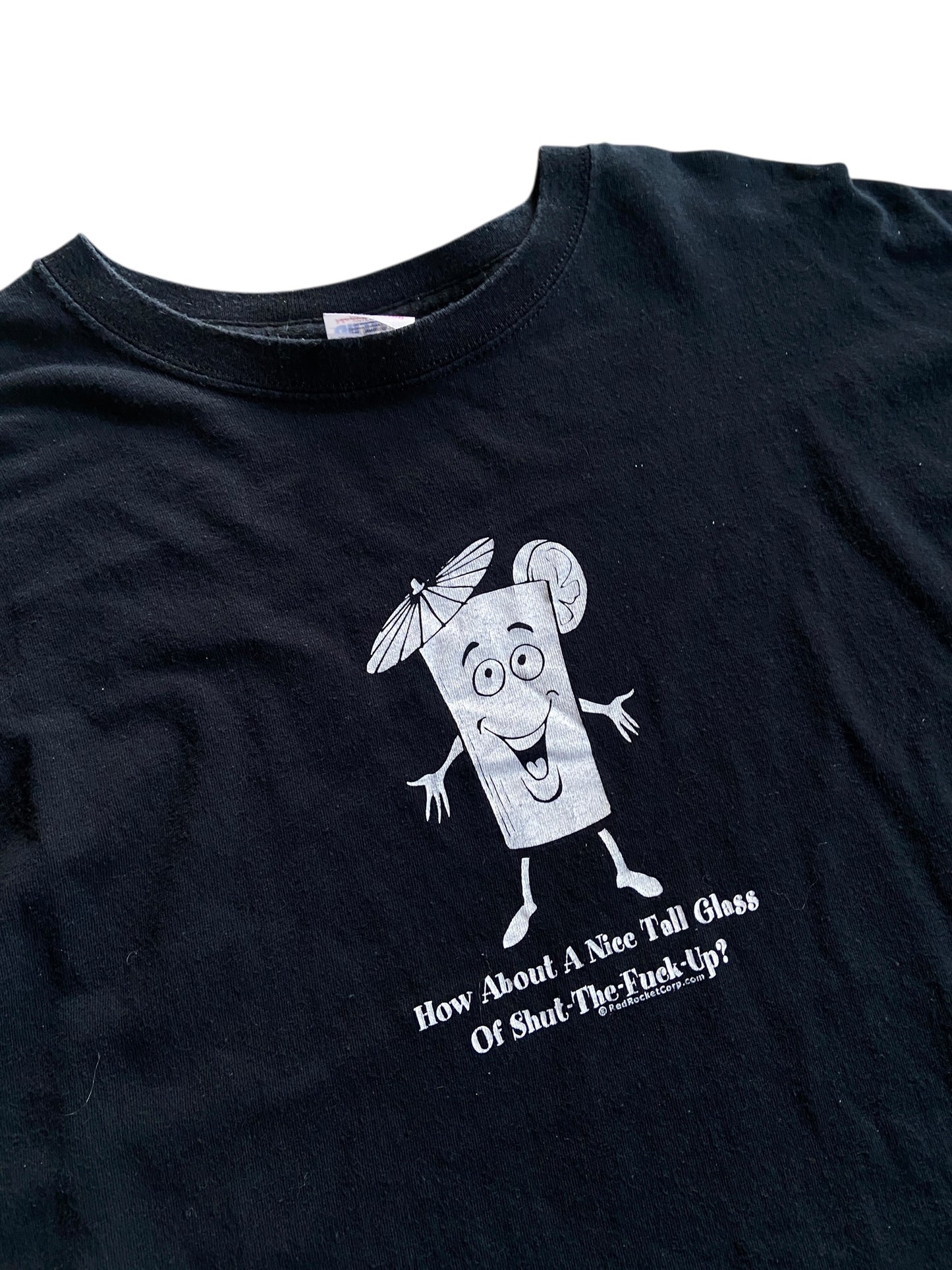 VTG "Tall Glass of Shut Up" Text Tee Sz L