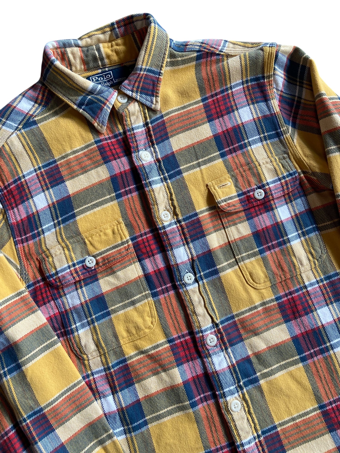 Ralph Lauren Auburn Yellow Flannel Button Shirt Sz L