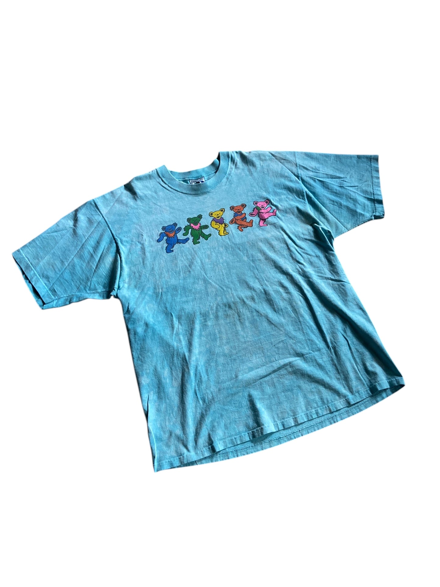 VTG Grateful Dead Bear Tye Dye Liquid Blue 1997 Tee Sz XL