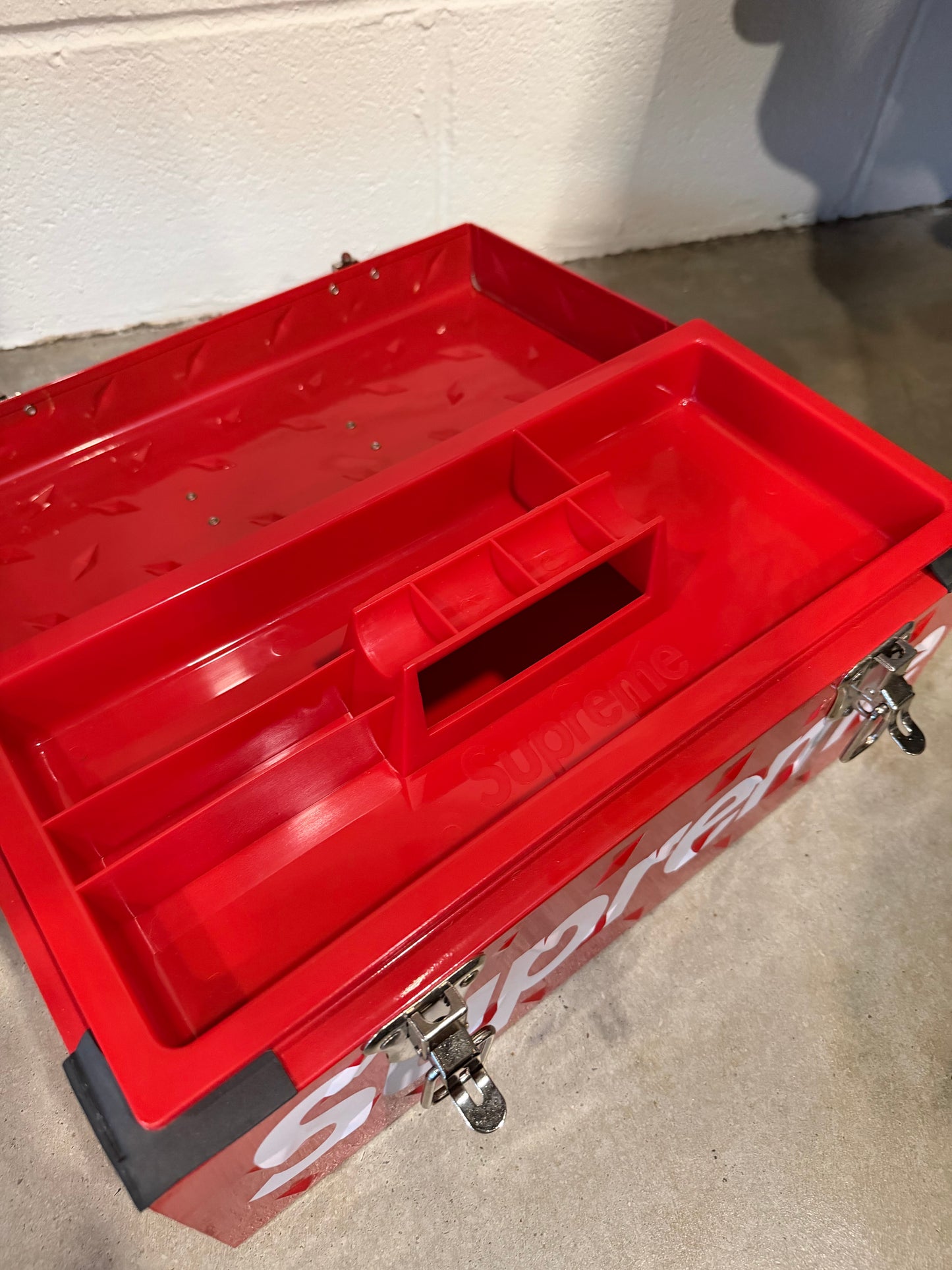 Supreme Diamond Plate Tool Box Red Box Logo FW18