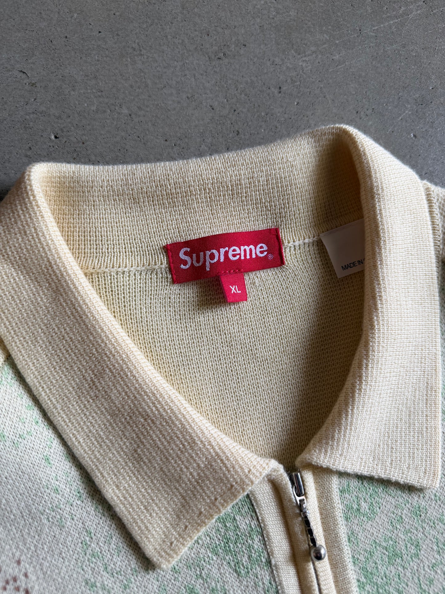 Supreme Gradient Stripe Zip Up Cardigan Pale Yellow Sweater Sz XL