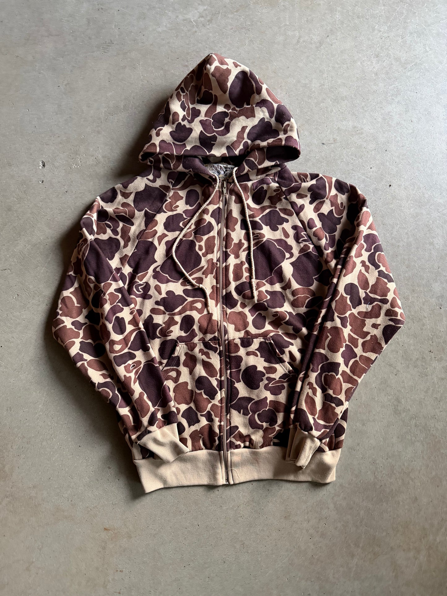 VTG Duck Bay Desert Camo Zip Up Hoodie Sz L