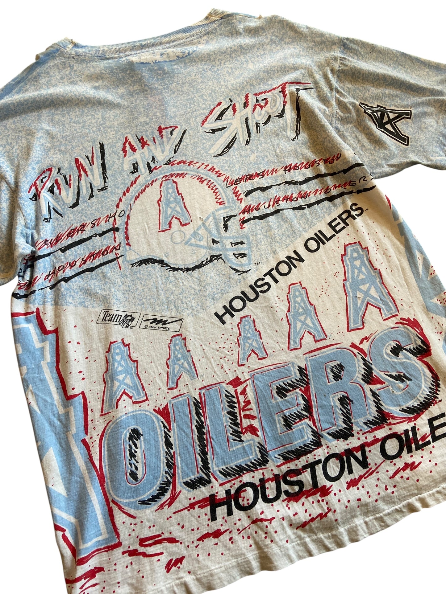 VTG Houston Oilers Magic Johnson All Over Print Tee Sz L