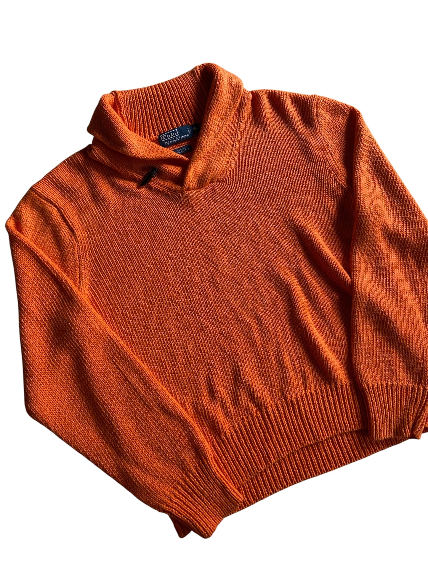 VTG Polo Ralph Lauren Knitted Shawl Sweater Sz XL