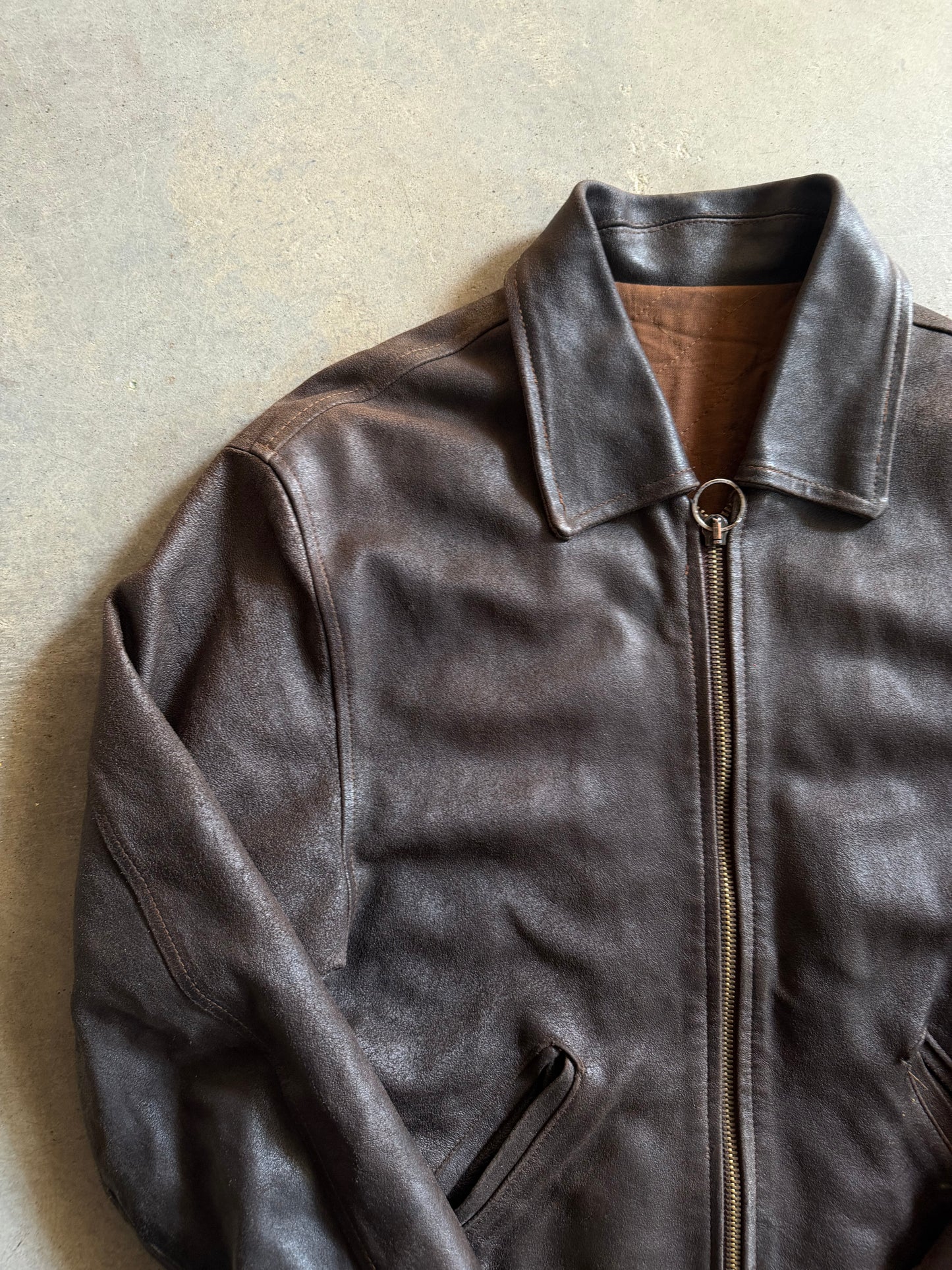 VTG Brown Leather Jacket Sz M/L