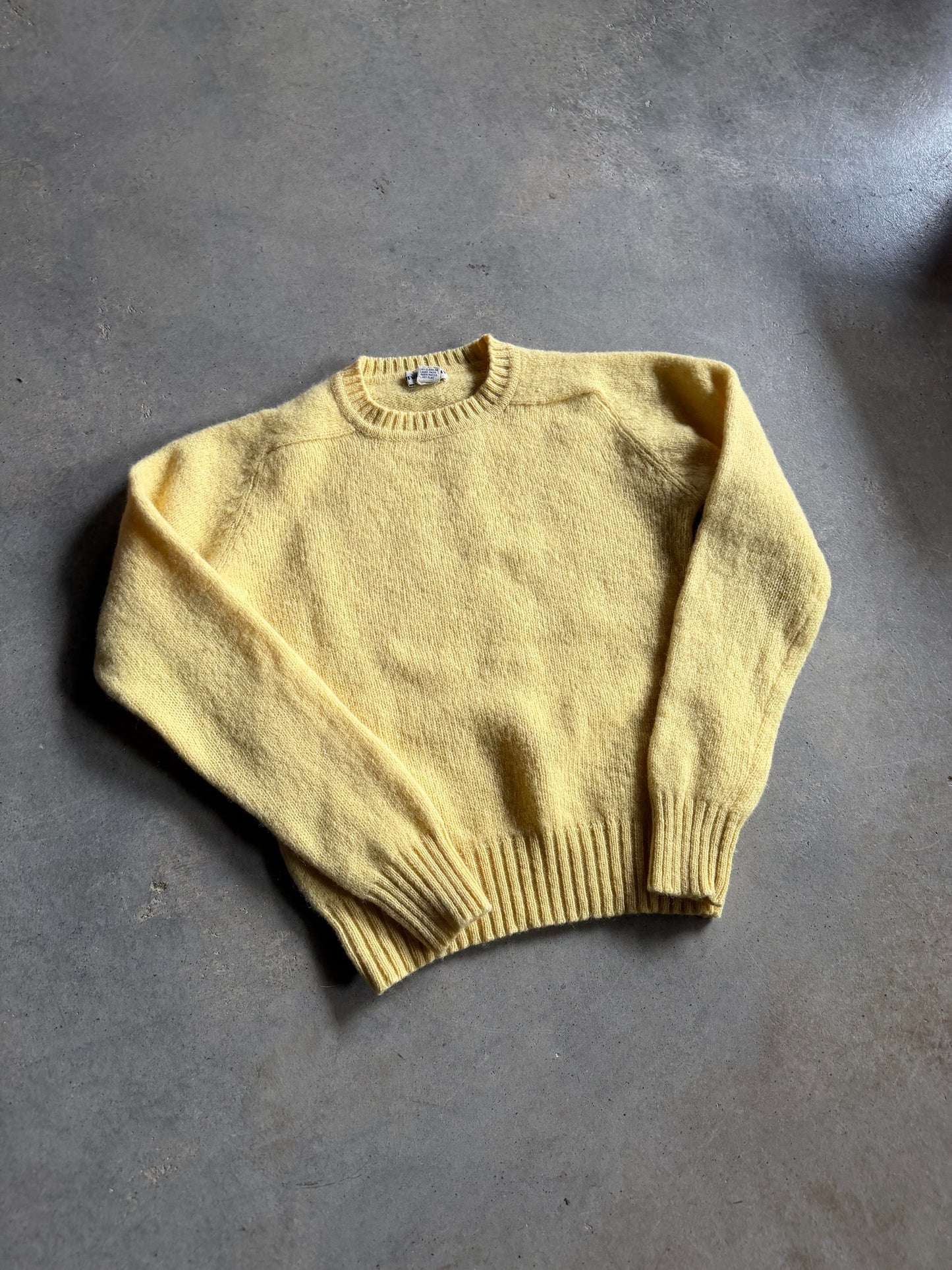 VTG Cain Sloan Shetland Wool Yellow Sweater Sz S