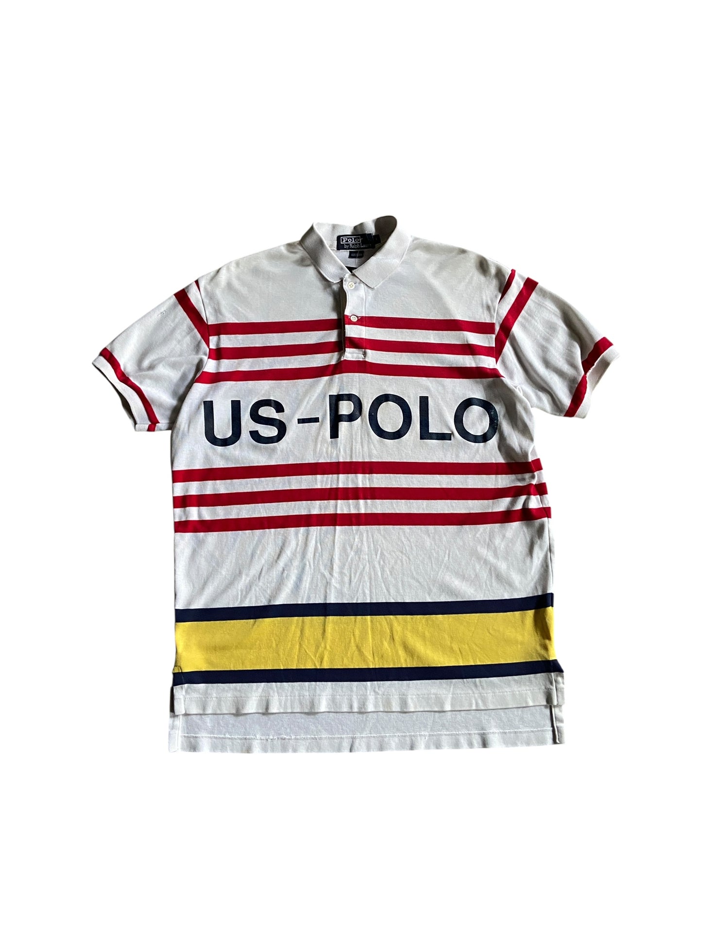 VTG Polo Ralph Lauren US-Polo Striped Polo Shirt Sz L