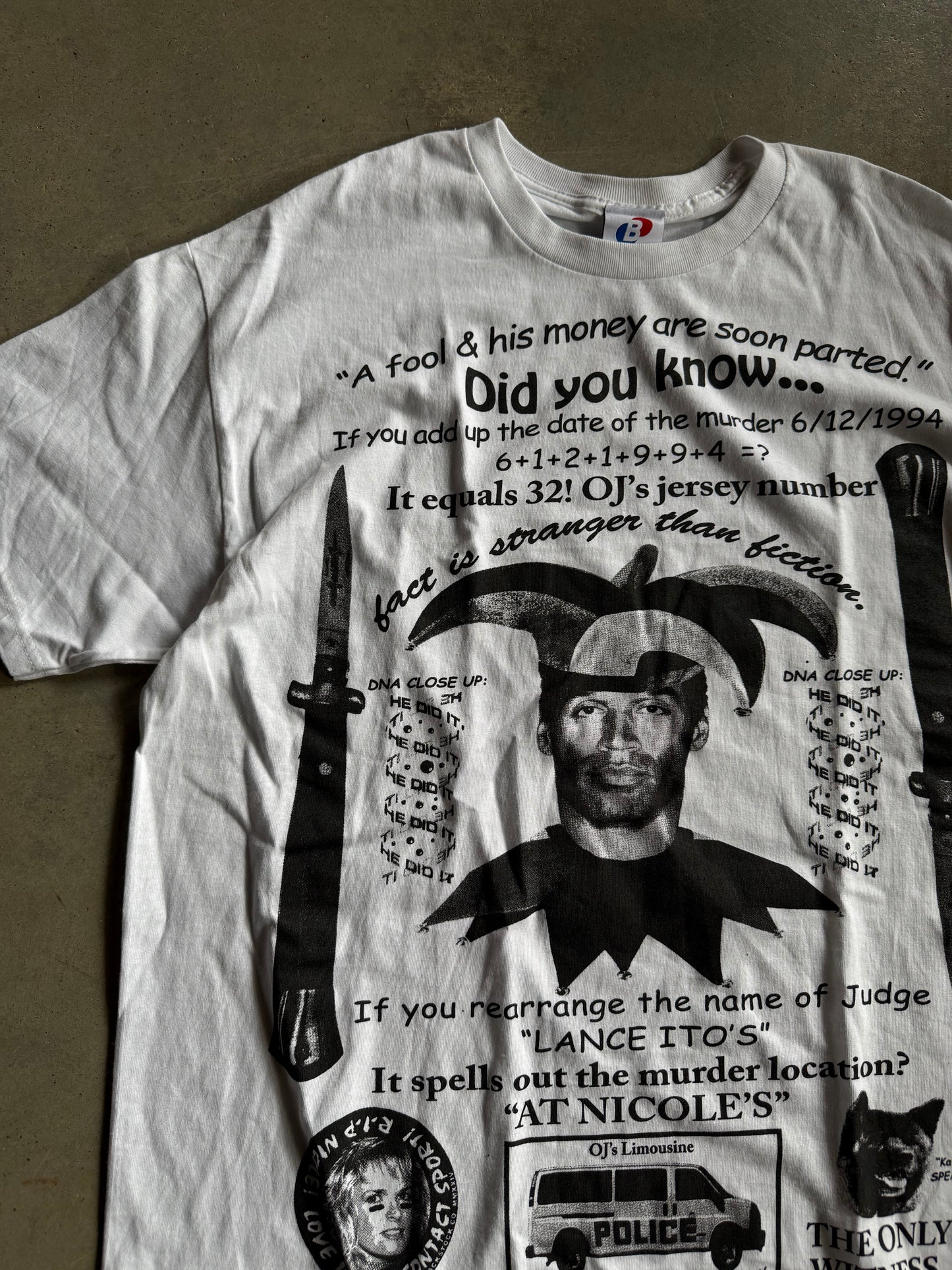 Backstock Co.  OJ 'Courtroom Conspiracies' Orig. Fan Art Tee Sz XL