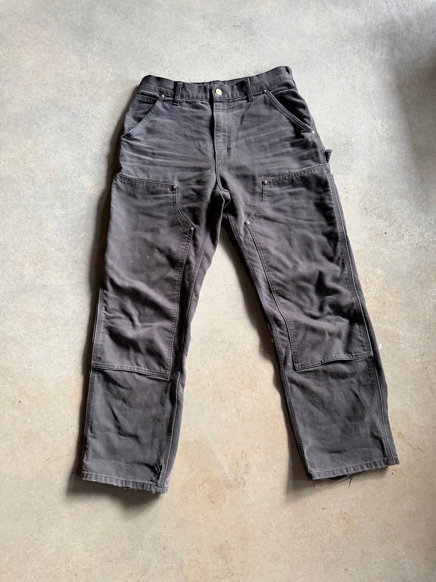 VTG Carhartt Gray Double Knee Pants Sz 30x32
