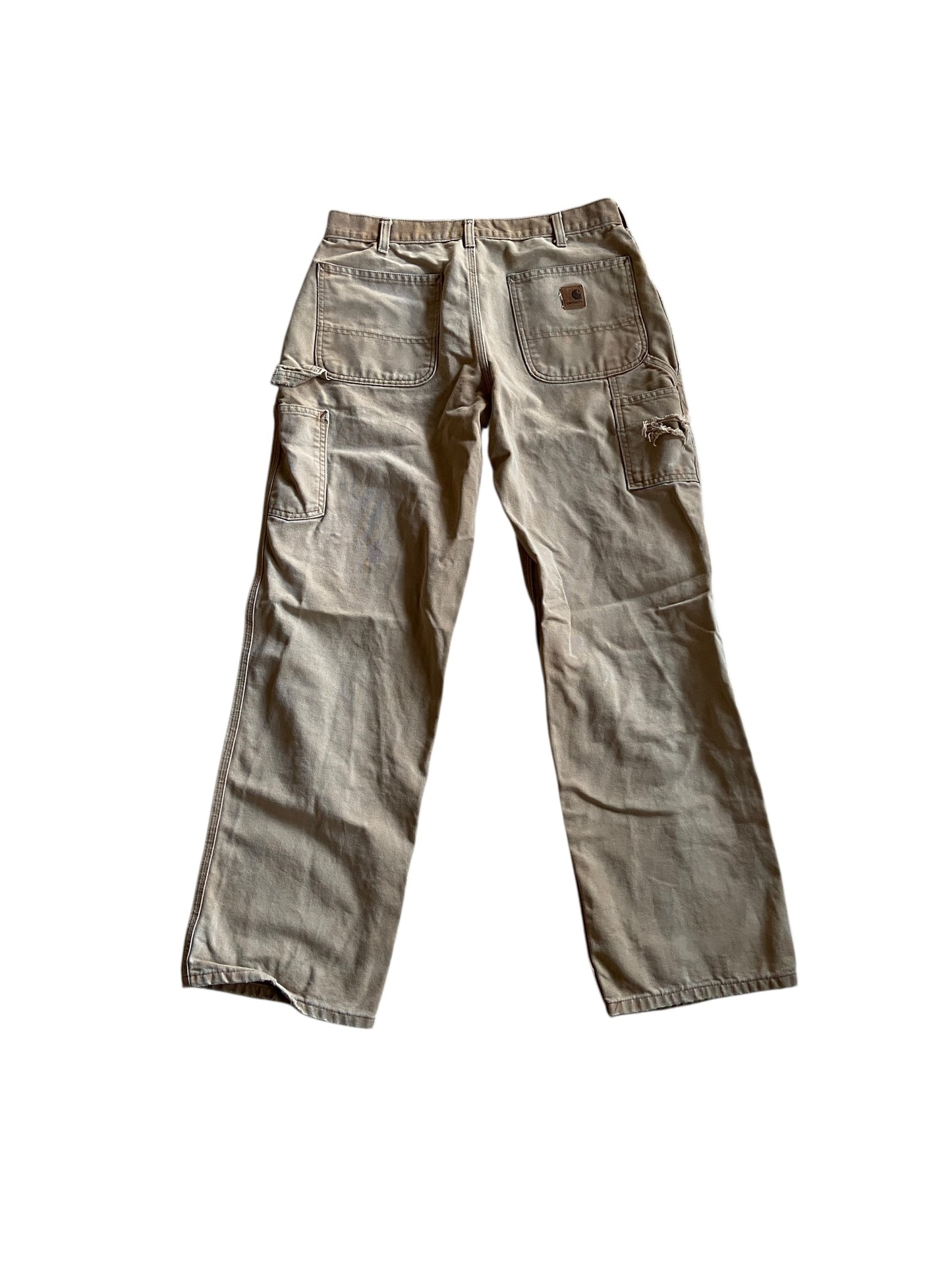 Preowned Thrashed Carhartt Canvas Carpenter Pants Sz 34x32