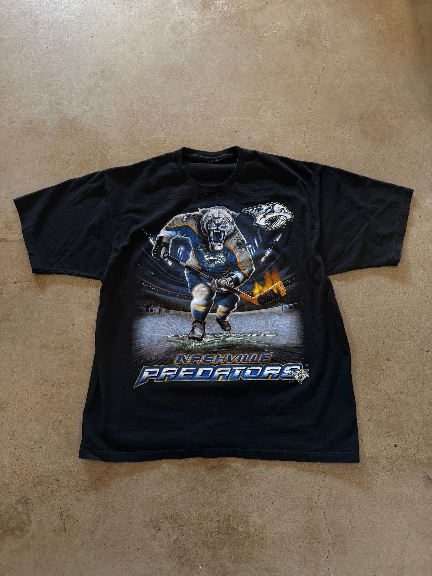 VTG Nashville Predators Killer Mascot Liquid Blue Tee Sz XL