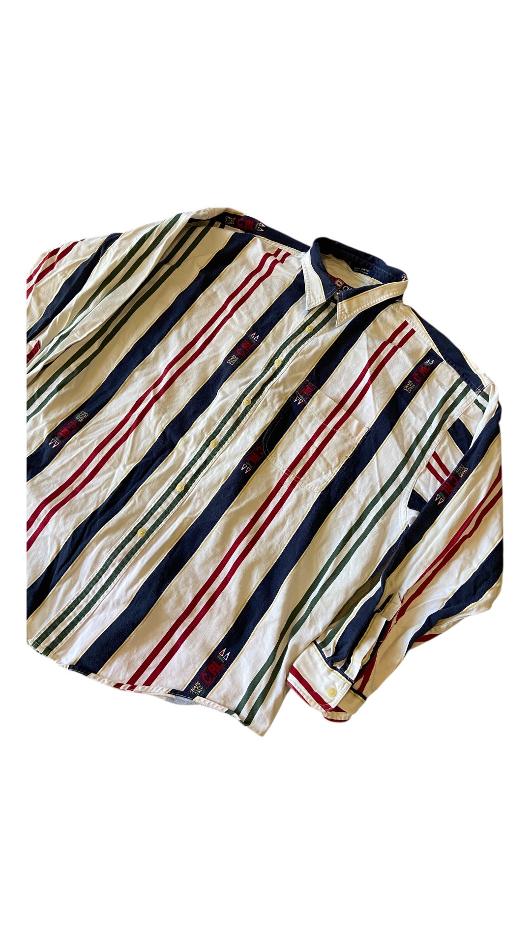 VTG Chaps Ralph Lauren Sport Striped Button Down Sz XL