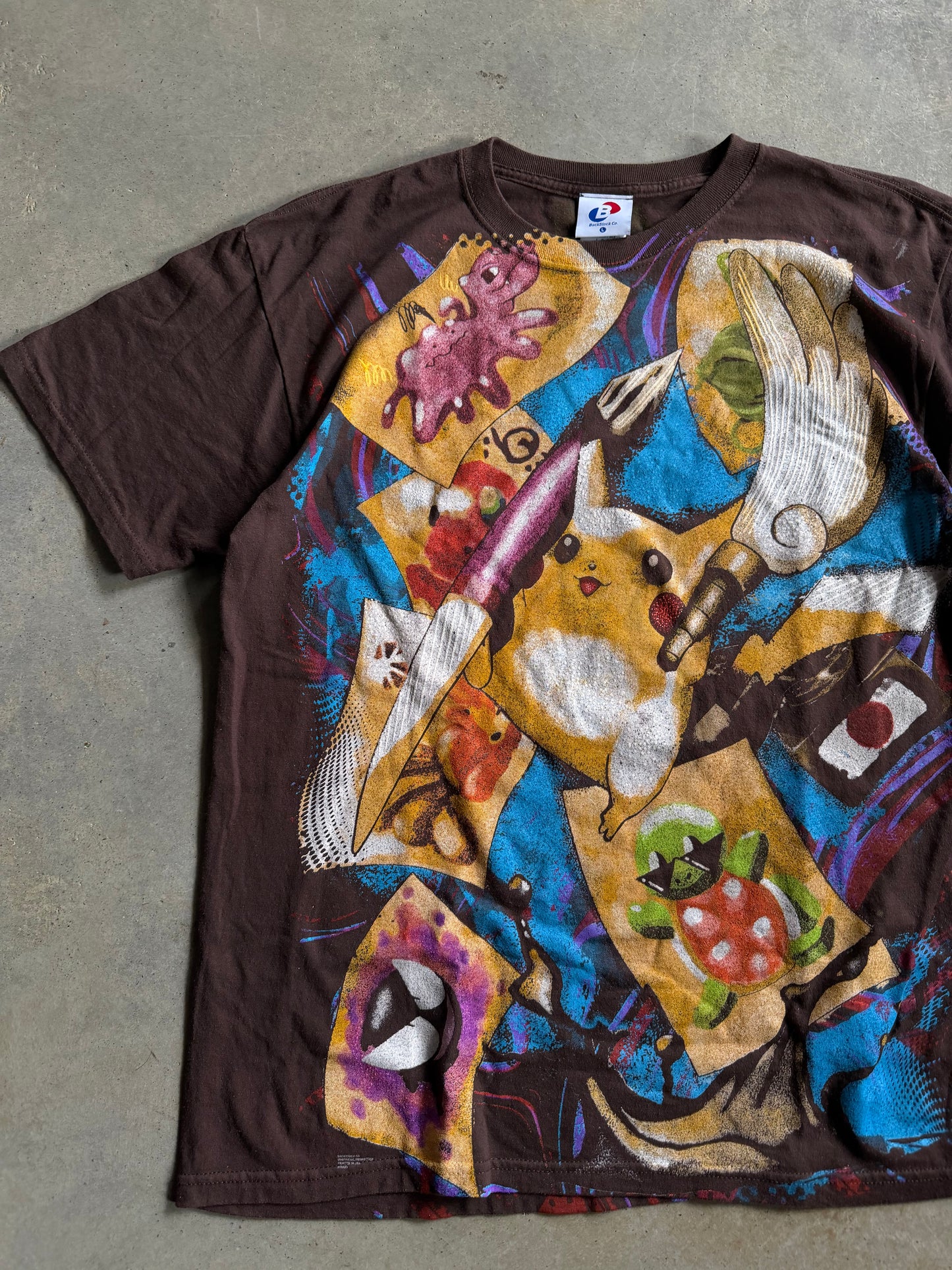 Backstock Co illustrator Pika & Smeargle Orig. fan art Vintage Brown Tee