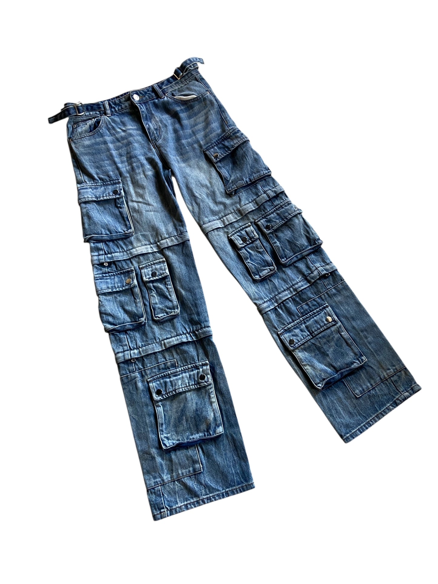 Gemsbyn Deline Stacked Cargo Blue Denim Jeans Sz 34x34