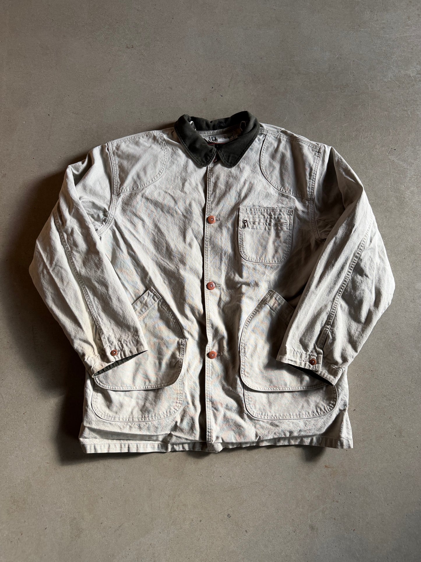 VTG LL Bean Tan Canvas Trench Jacket Sz XL/2XL