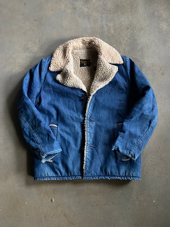 VTG Trailmaster Denim Sherpa Coat Sz M