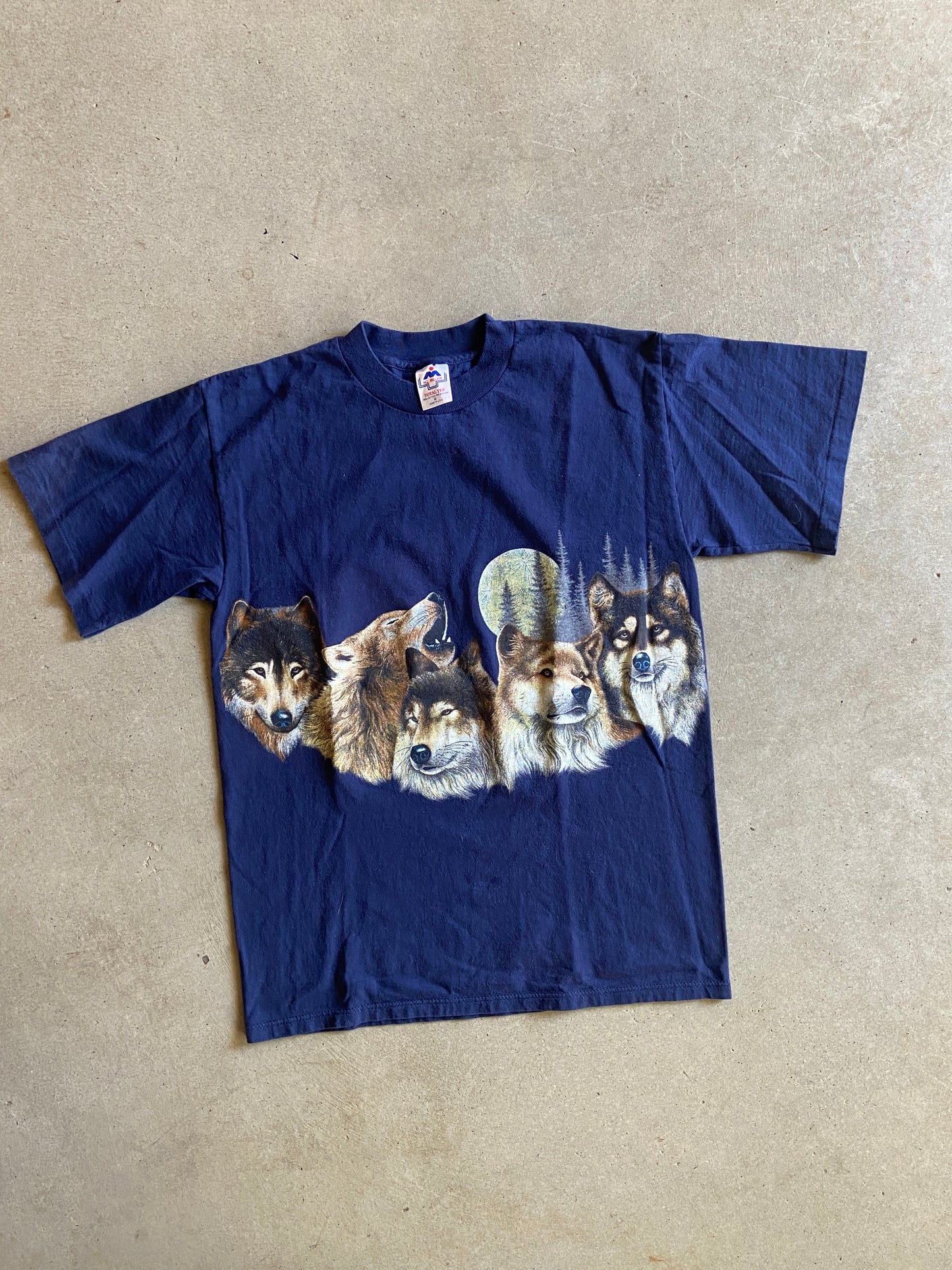 VTG Wolves Navy Blue Tee Sz M