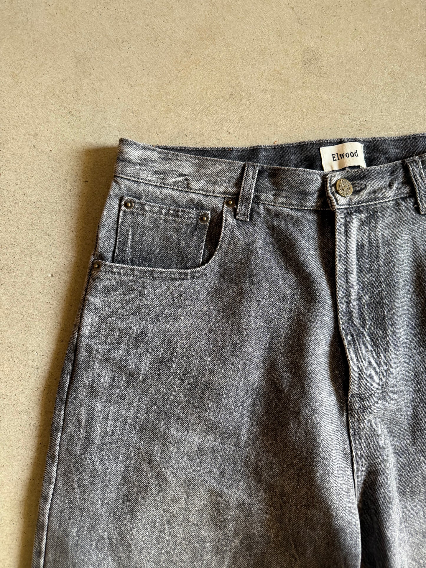 Elwood Big E Gray Baggy Jeans Sz 34x32
