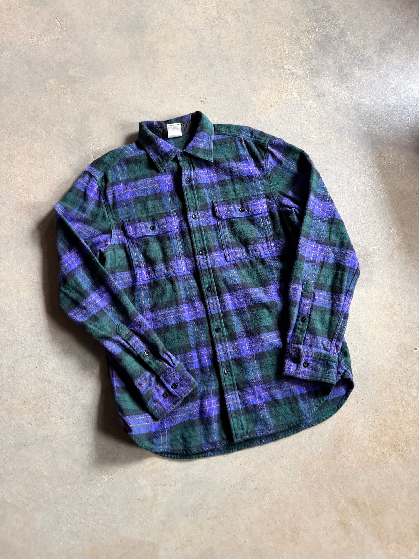 The North Face Green/Purple Flannel Button Up Shirt Sz M