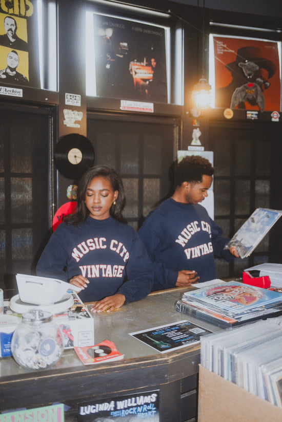 Load image into Gallery viewer, Music City Vintage Collegiate Classic Crewneck &amp;#39;Navy&amp;#39;
