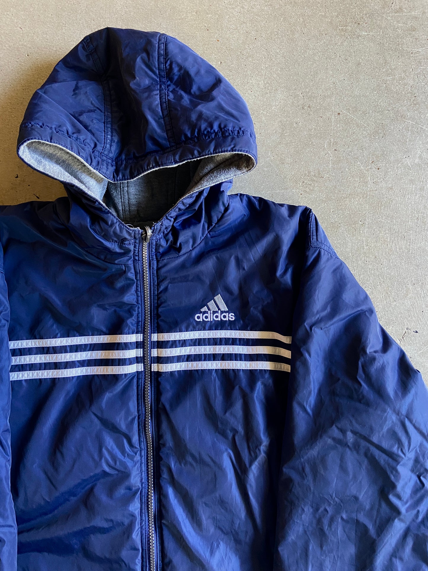 VTG Adidas Navy/Gray Reversible Jacket Sz XL