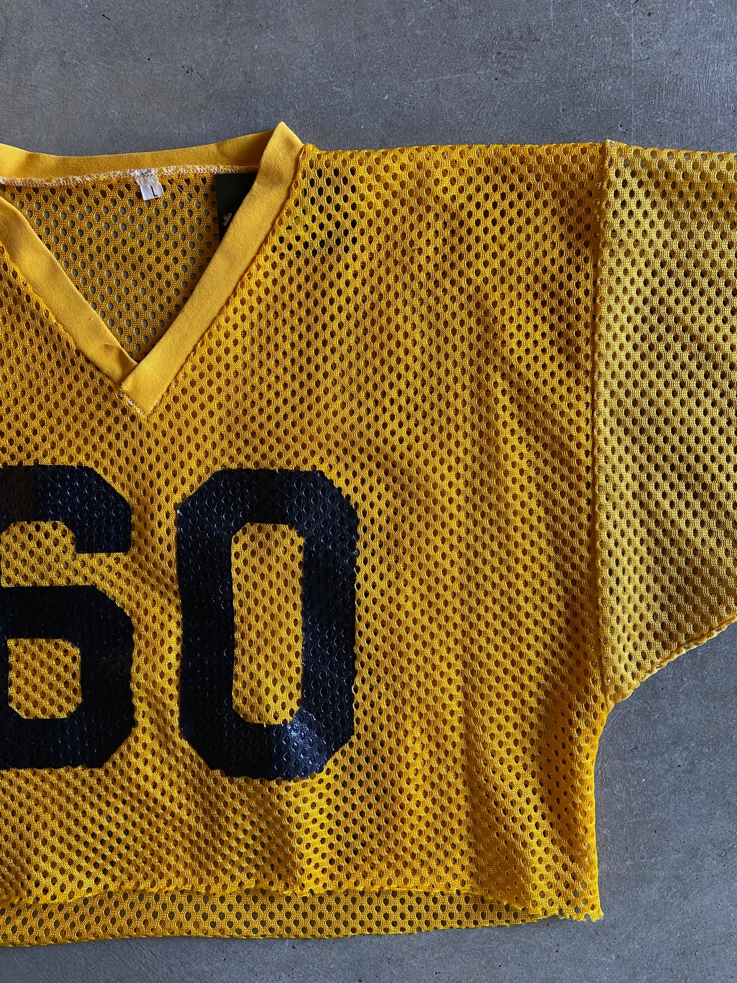 VTG Yellow Cropped Football Jersey Sz L