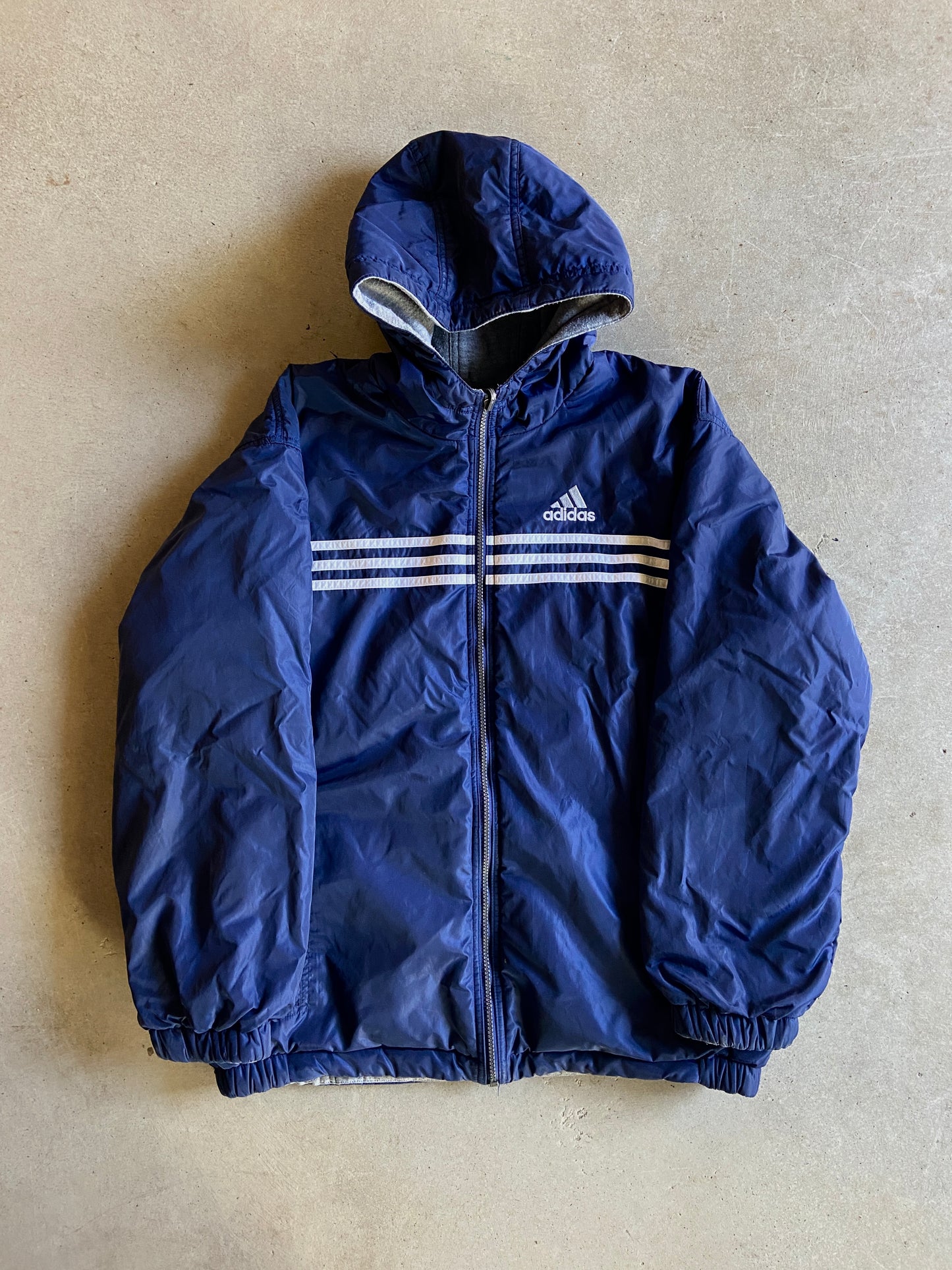 VTG Adidas Navy/Gray Reversible Jacket Sz XL