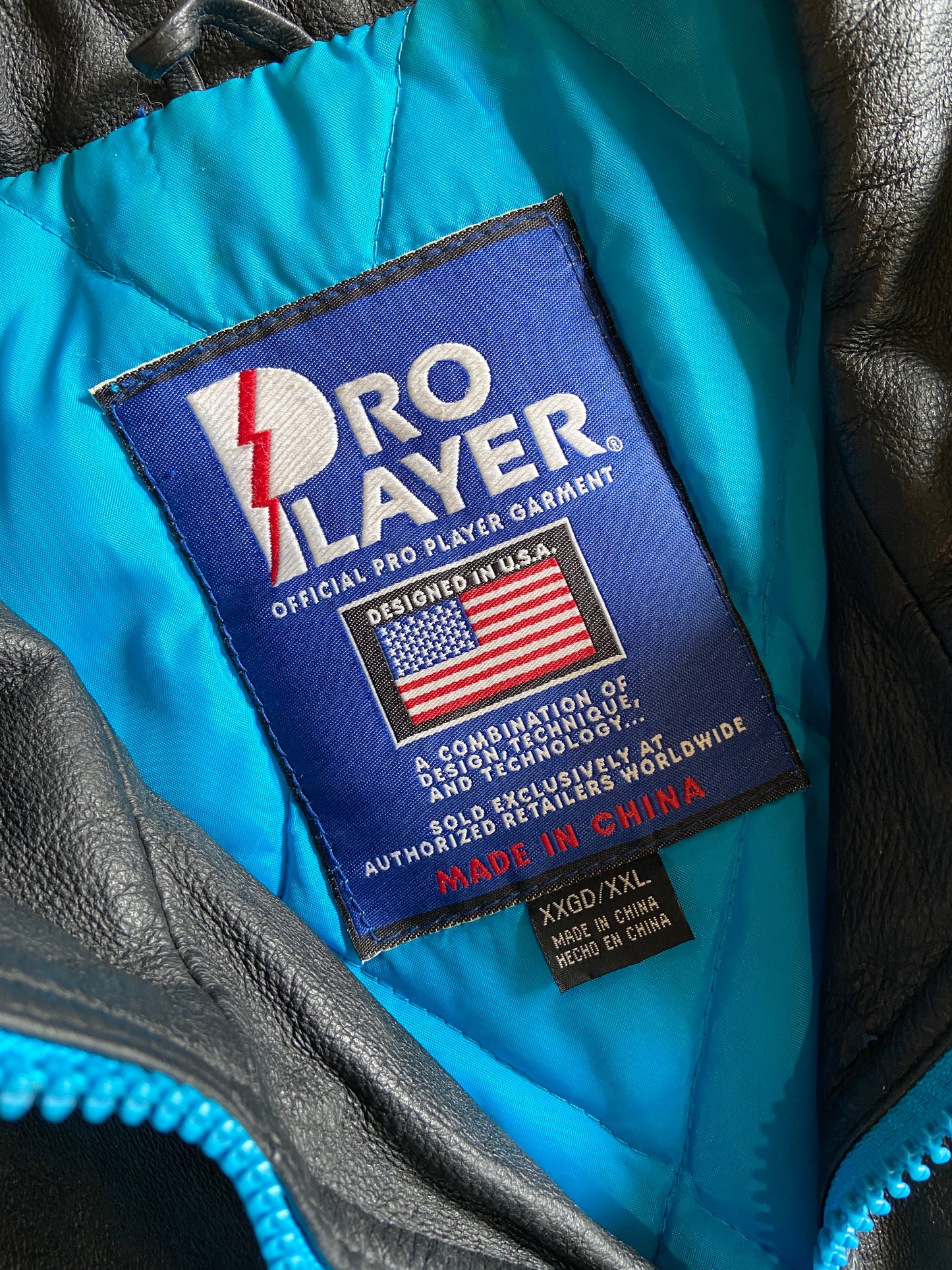 Vintage 1994 Pro Player NFL Panthers Leather Zip Jacket Size XL