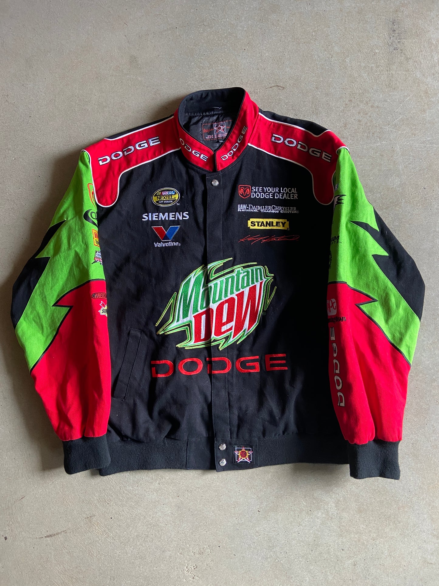 Vintage JH Designs Dodge Motorsports Racing Zip Jacket Size XL