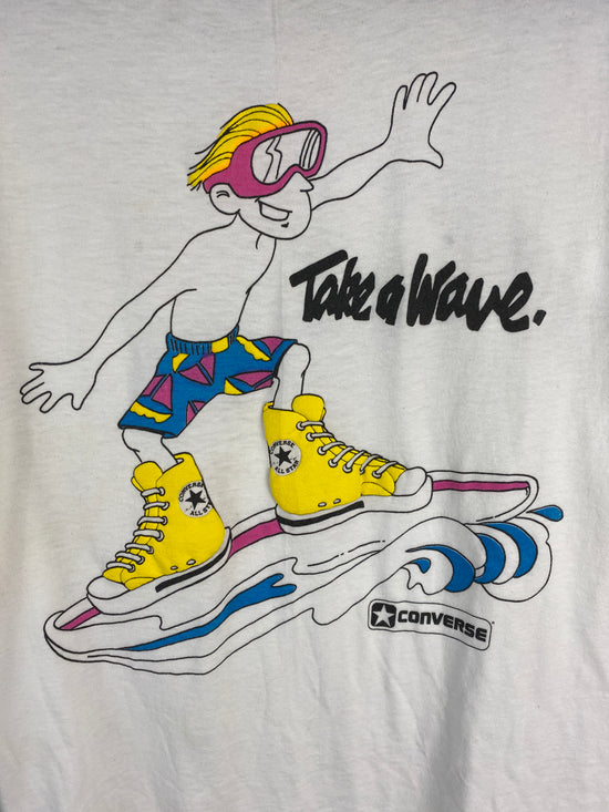 Load image into Gallery viewer, VTG Converse Take A Wave Surf Tee Sz M/L
