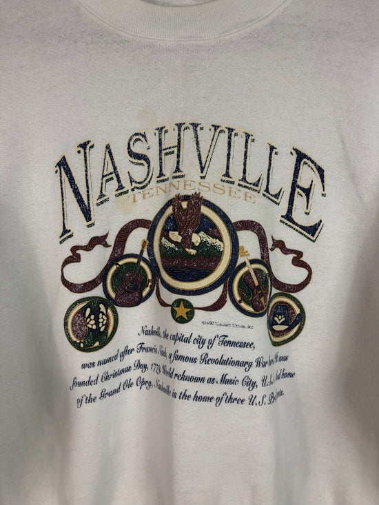 VTG Nashville Francis Nash History White Sweater Sz S/M