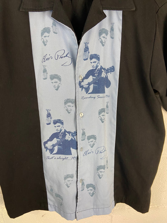 VTG Elvis Presley Pictures Button Up Shirt Sz L