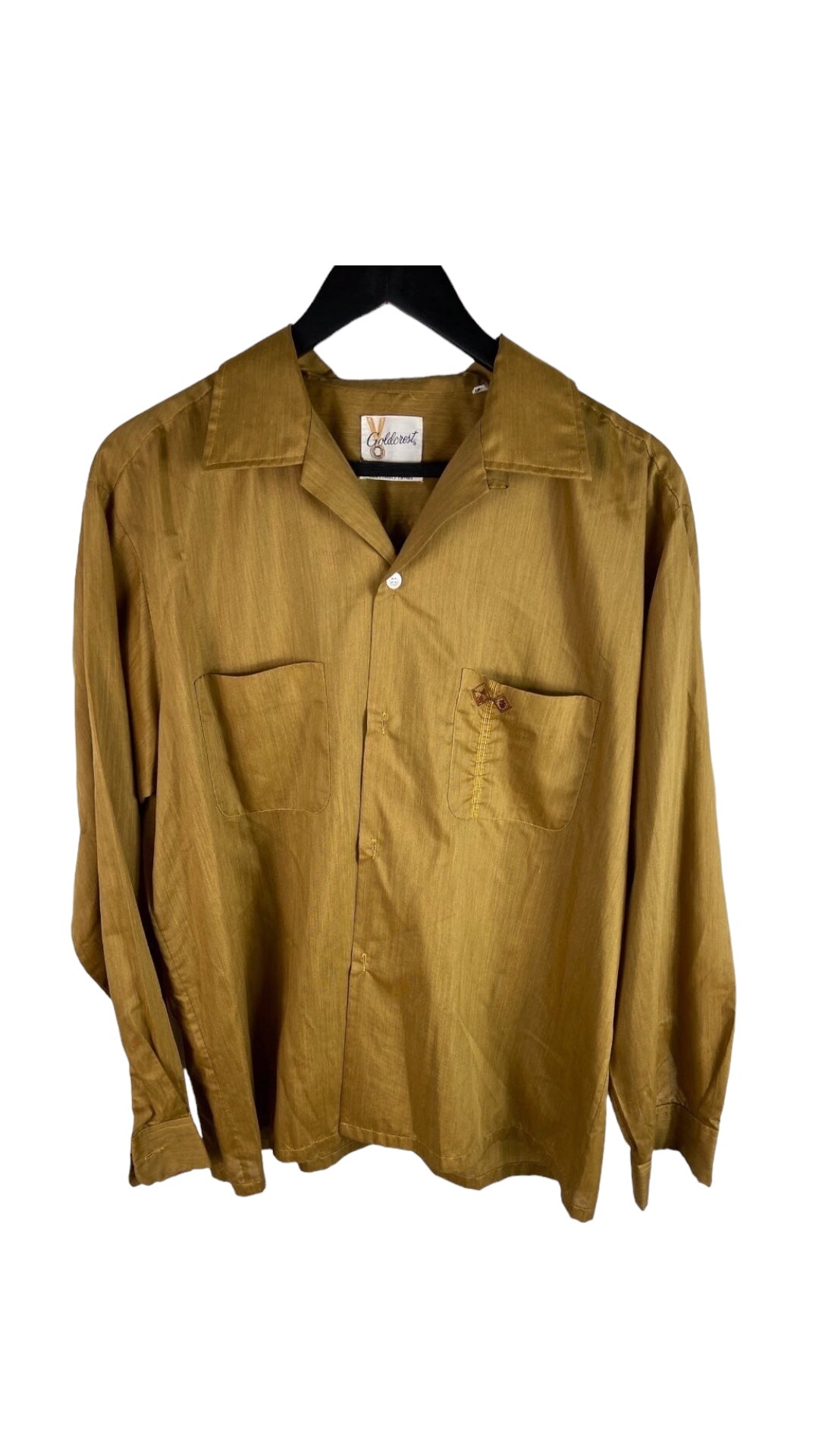 VTG 70s Golderest Gold Summer Button Down Shirt Sz XL