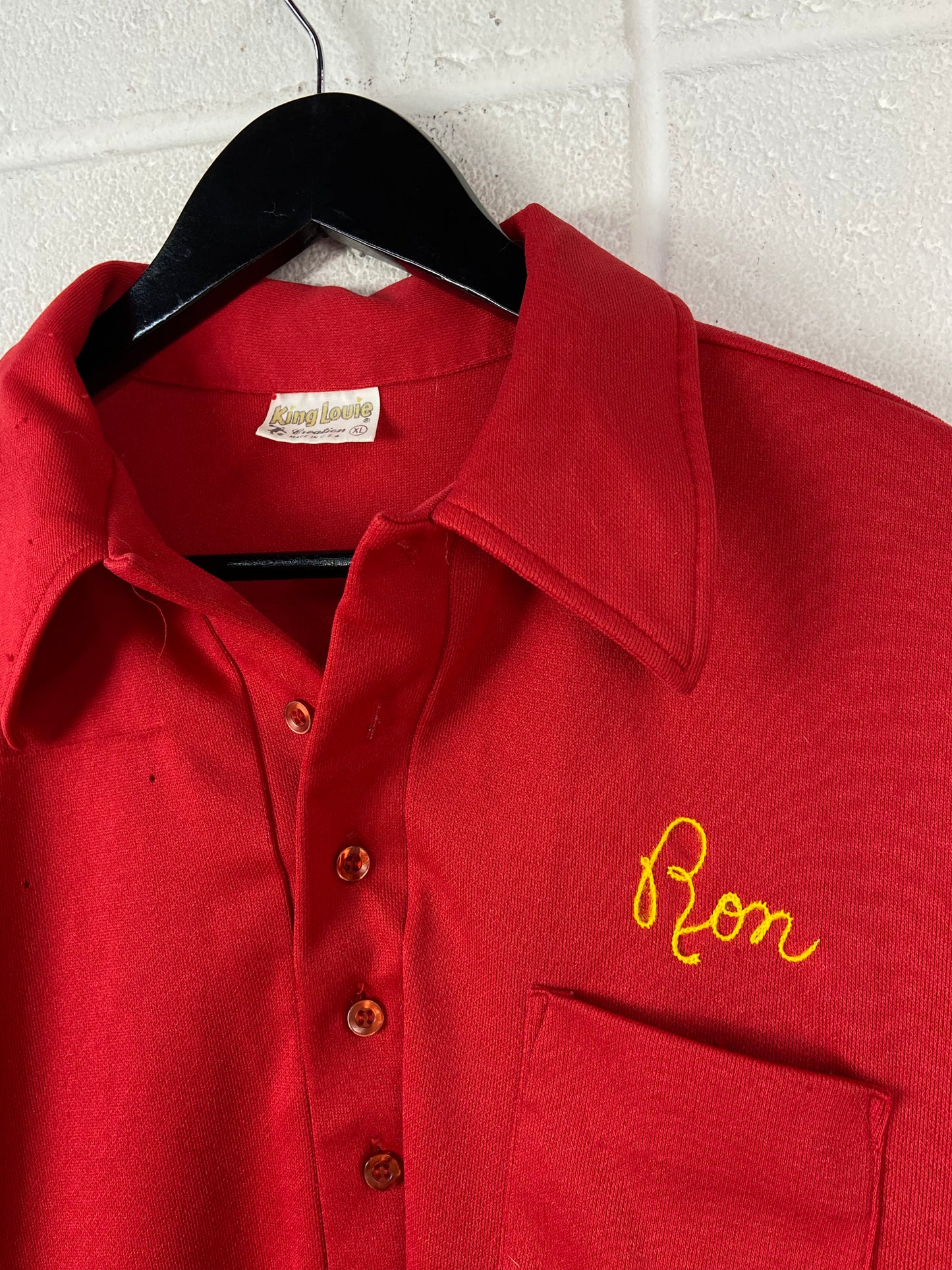 VTG 'Ron' Red Syrian Bowling Shirt Sz L/XL